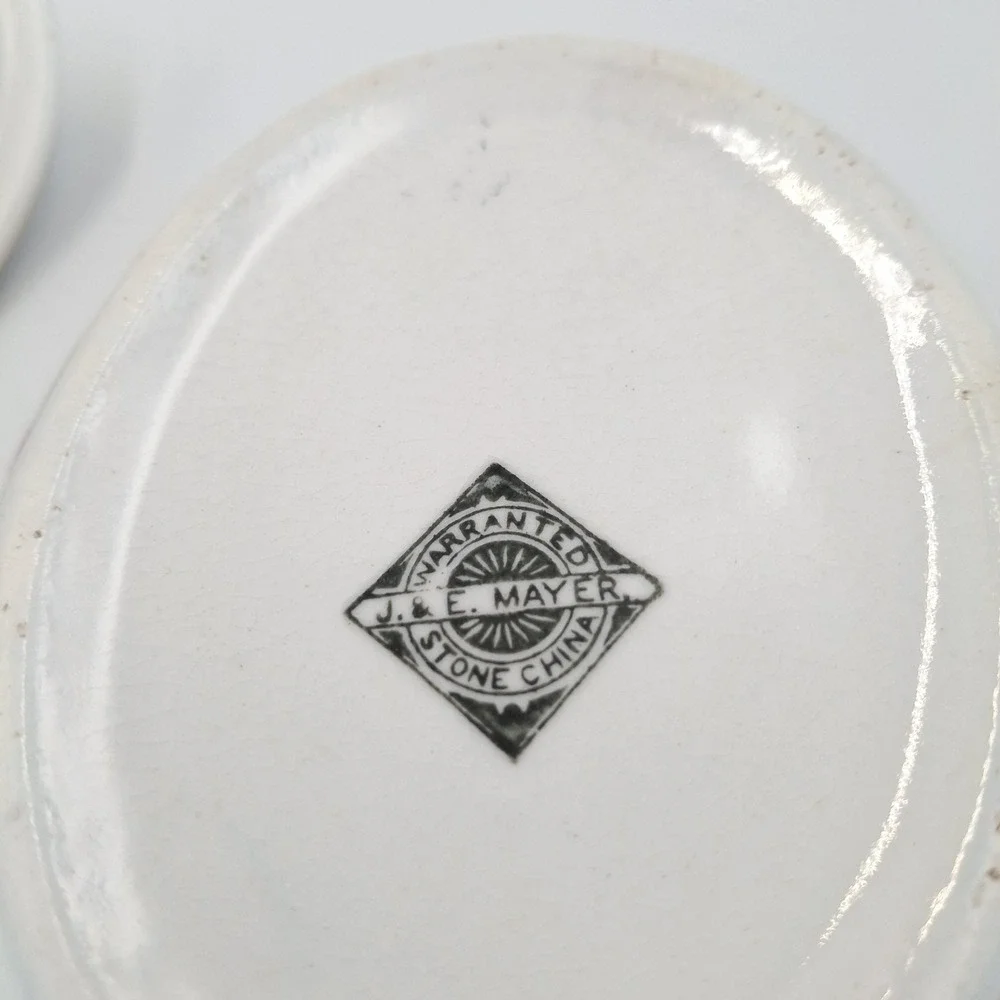 Antique J & E Mayer Stone China Mulberry Transferware Lidded Soap Dish‎ / Vanity
